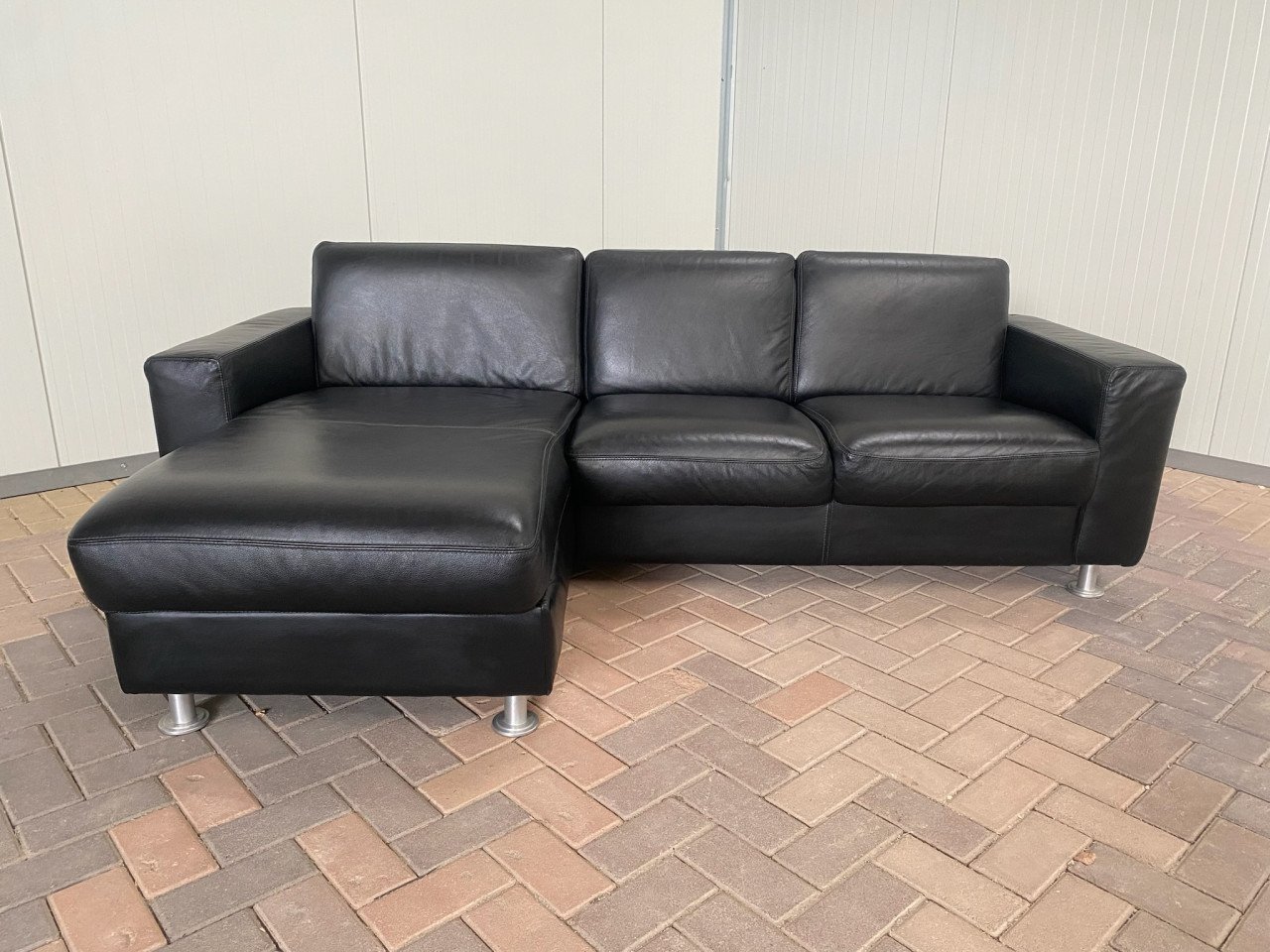 GRATIS LEVERING HEEL NL Mooie Zwarte Echt Leer Hoekbank
