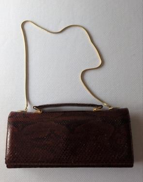 Vintage slangenlederen tasje, bruin