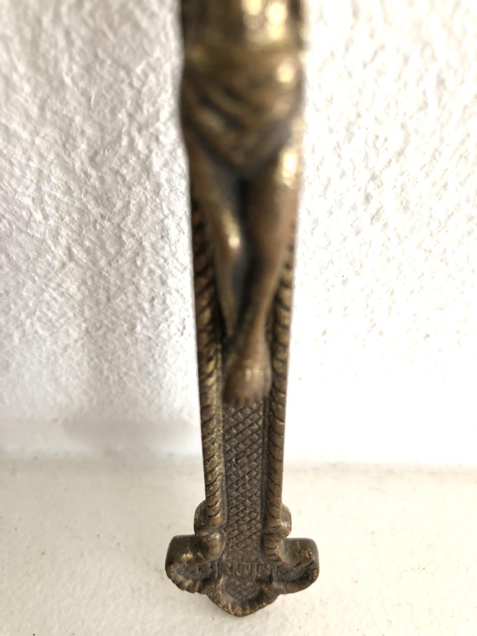 Mooie brocante heilige messing crucifix/kruisbeeld