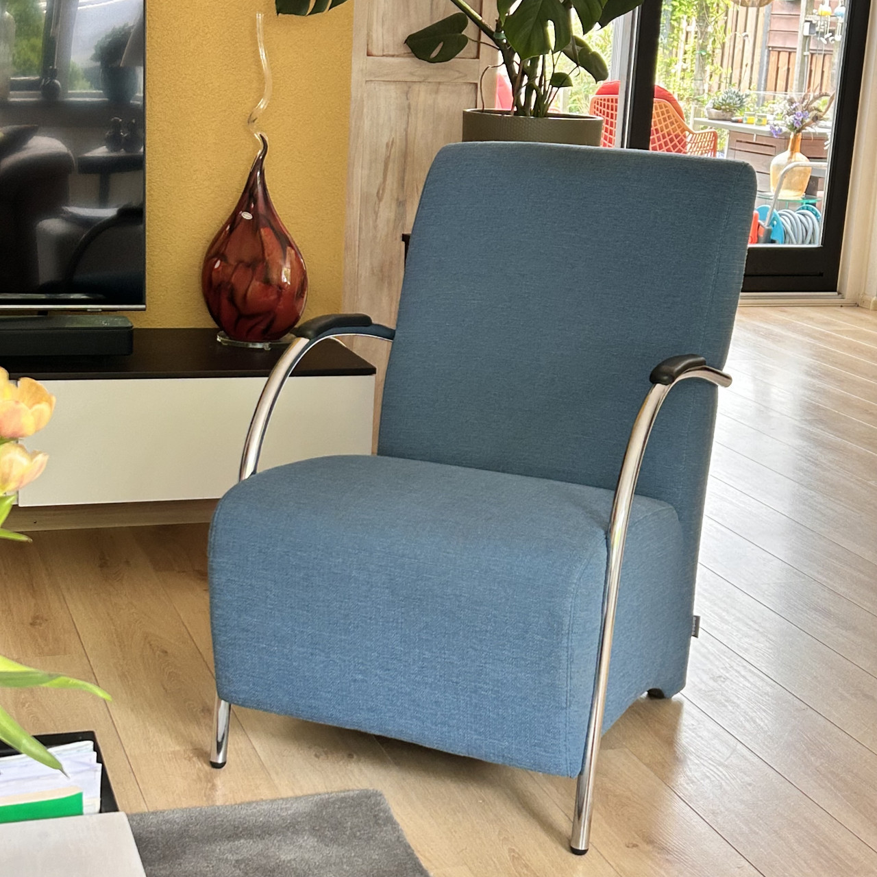 Fauteuil, kleur blauw, stoffen bekleding