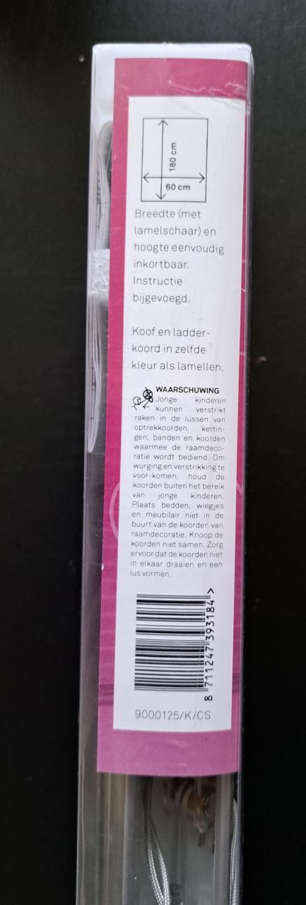 HORIZONTALE ALUMINIUM JALOEZIE 16 mm - 60 x 180 cm - zilverkleur