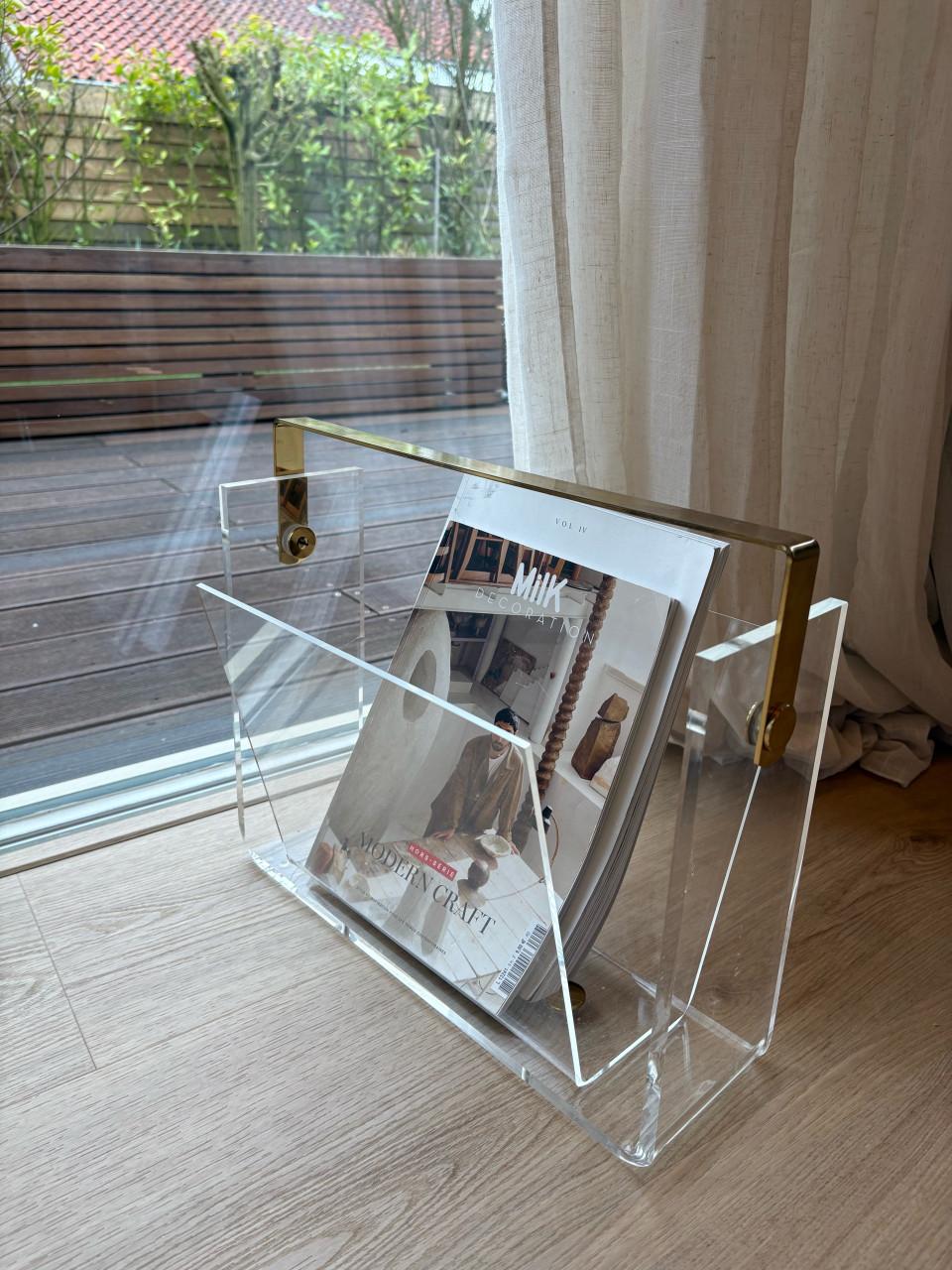 Vintage lectuurbak met messing - 70s Hollywood Regency