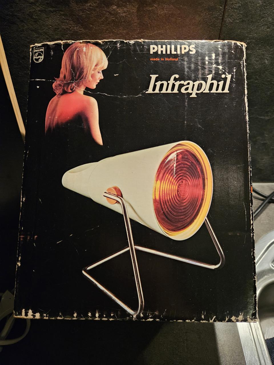 Werkende vintage philips infraphil infrarood warmte lamp..