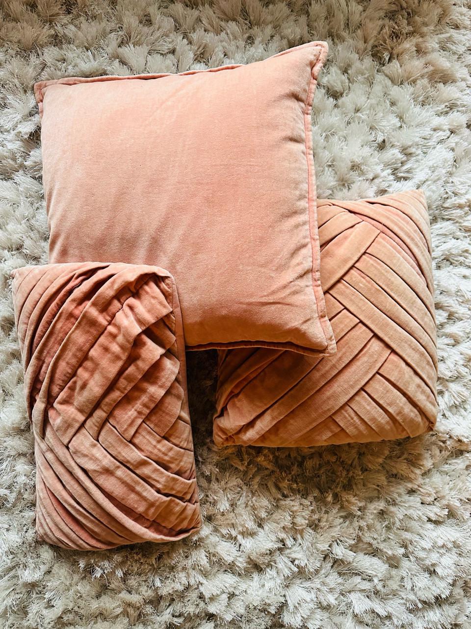 Sierkussens grijs/blauw/zalmroze