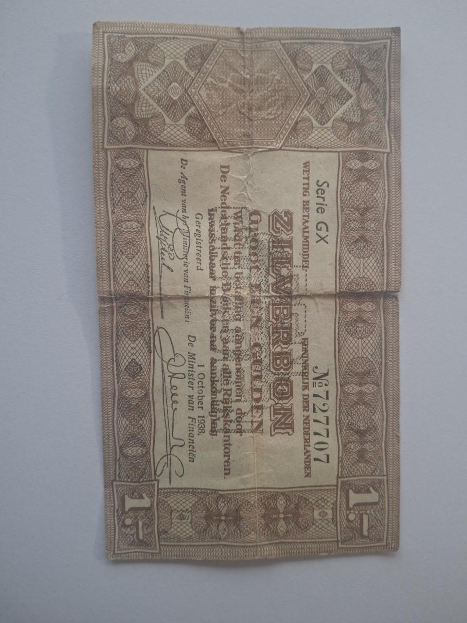 Zilverbon 1,- 1-10-1938