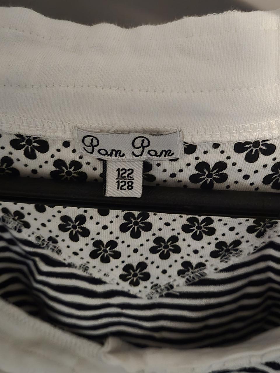 Zwart-wit gestreept overslagshirt met lange mouwen maat 122/128 Pom Pom