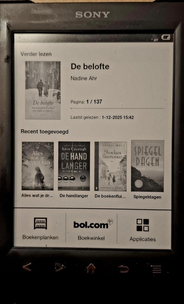 E reader Sony PRT1 incl. 445 recente boeken 4 en 5 sterren recensies