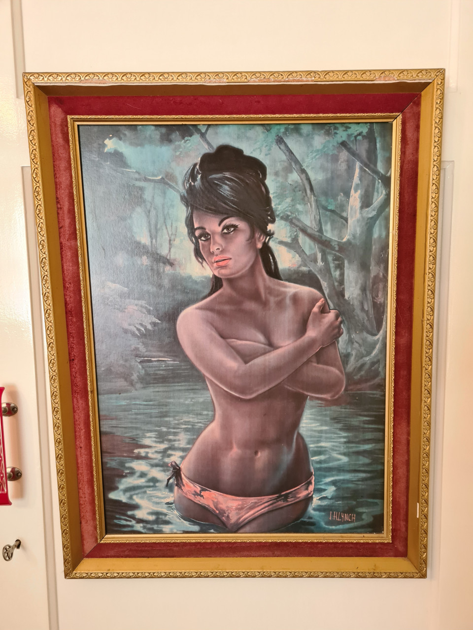 Jaren 60 Tina Lynch Nymph gulden lijst, zeer mooi! Brocante