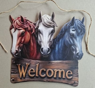 Houten Welcome Bord met Paarden