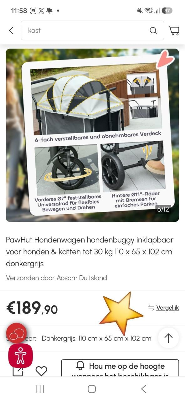 Nieuw‼️Pawhut Hondenbuggy tot 30kg