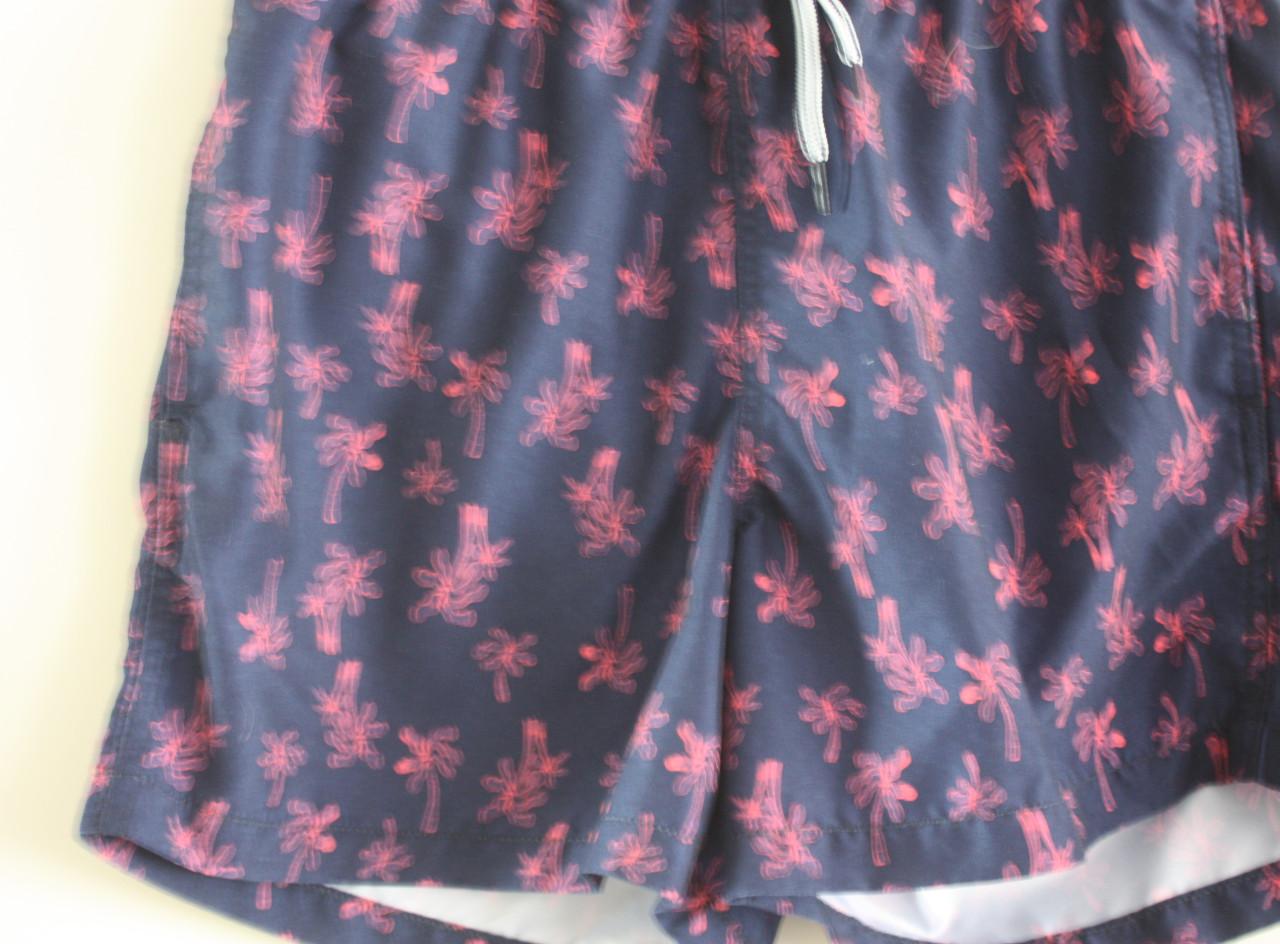 Donkerblauwe zwembroek ,et roze palmbomen maat m