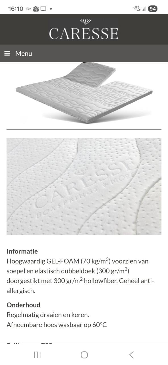Caresse GelFoam topper