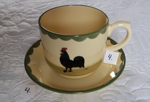 Kip en haan servies: 1 soepkop + 1 schotel