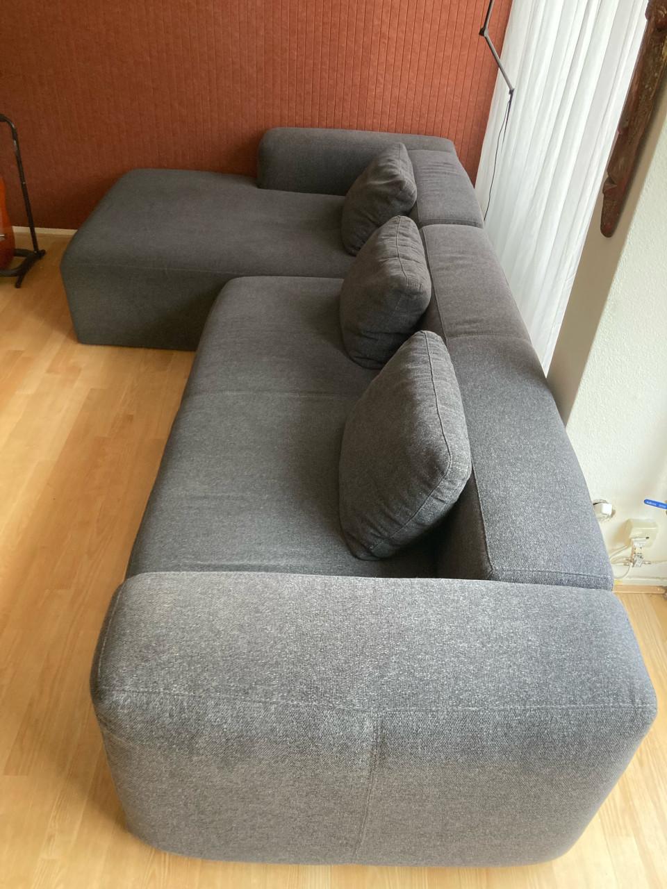 Kave Home 4-zits Loungebank Blok - Donkergrijs Stof