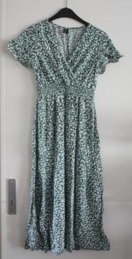 Groen met witte  bloemen print jurk  maat s-36