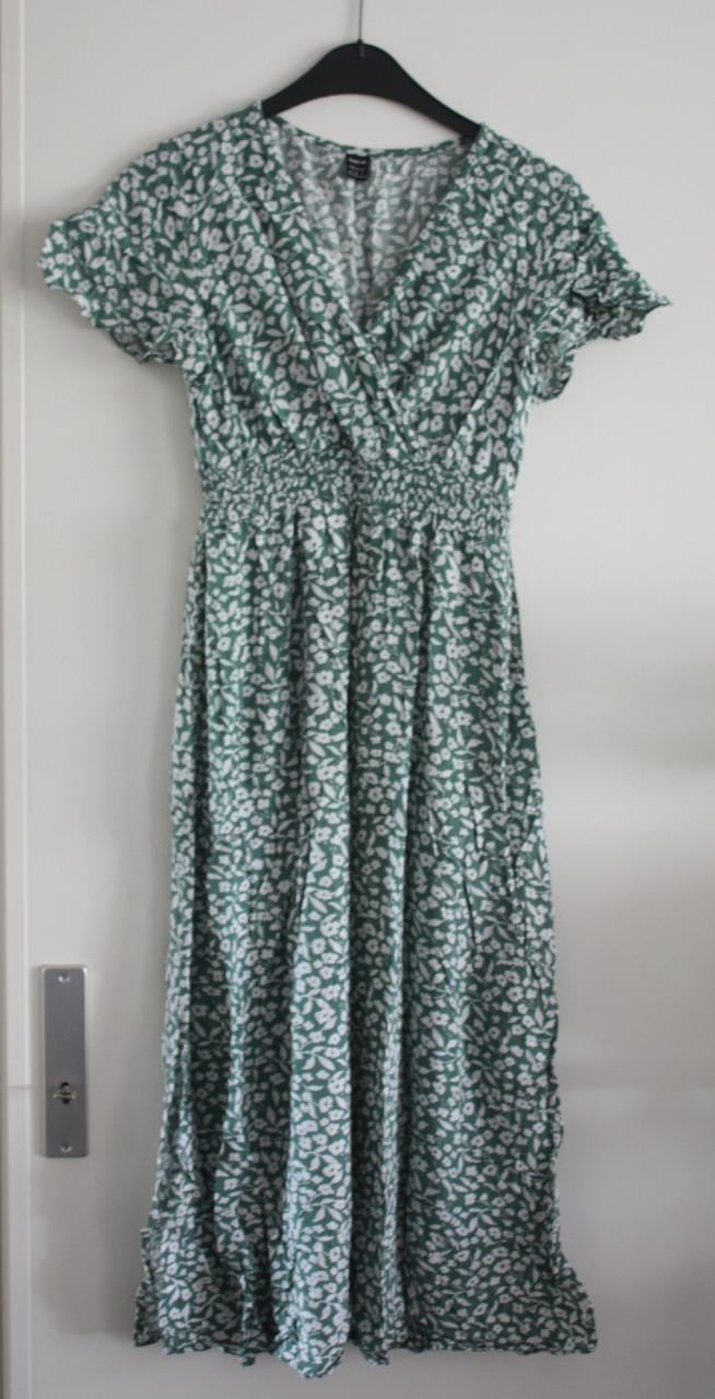 Groen met witte  bloemen print jurk  maat s-36