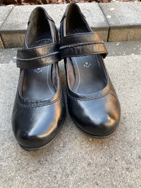 Zwart leren meisjes/dames-schoenen
