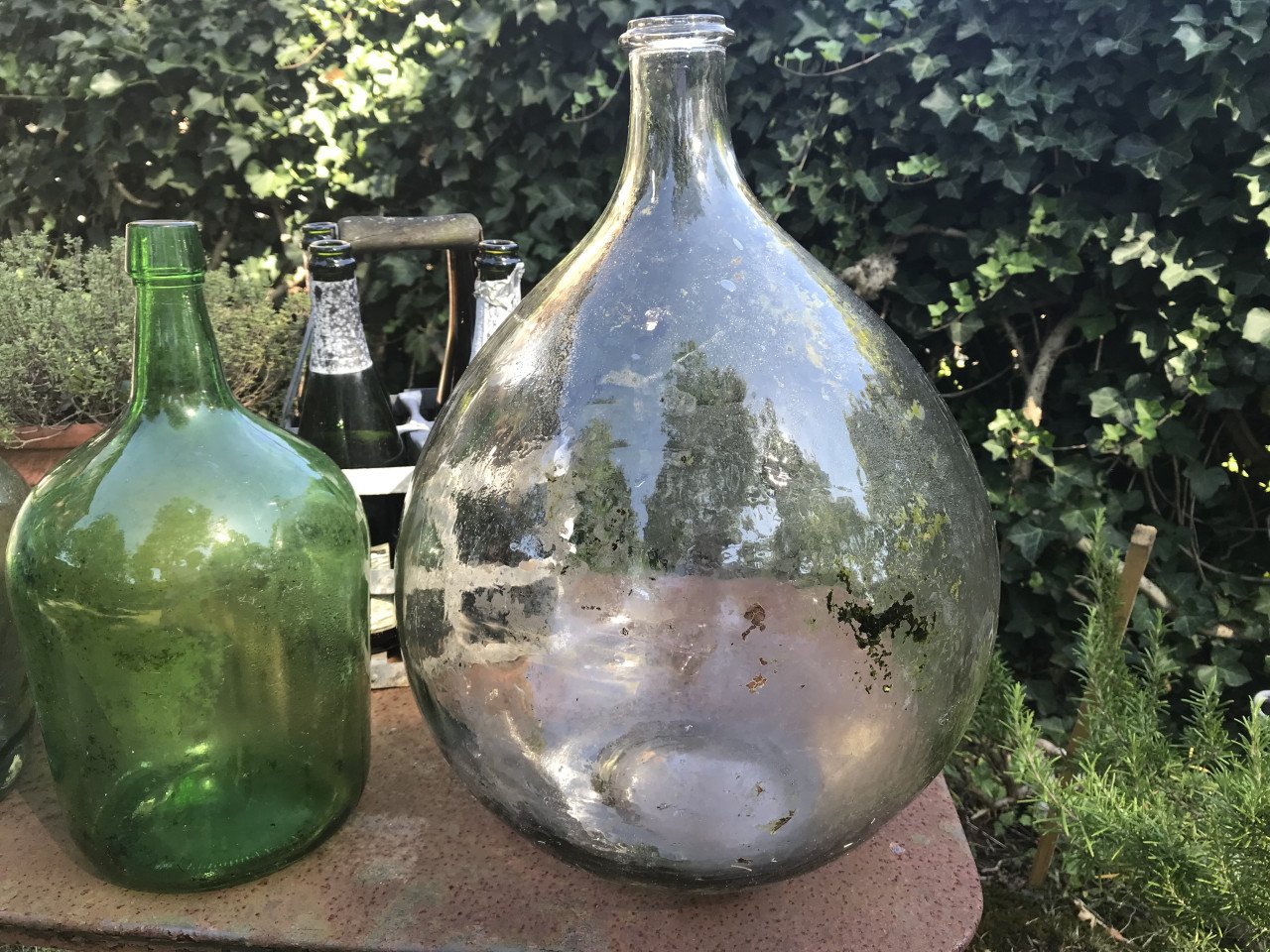 Grote glazen flessen,vintage