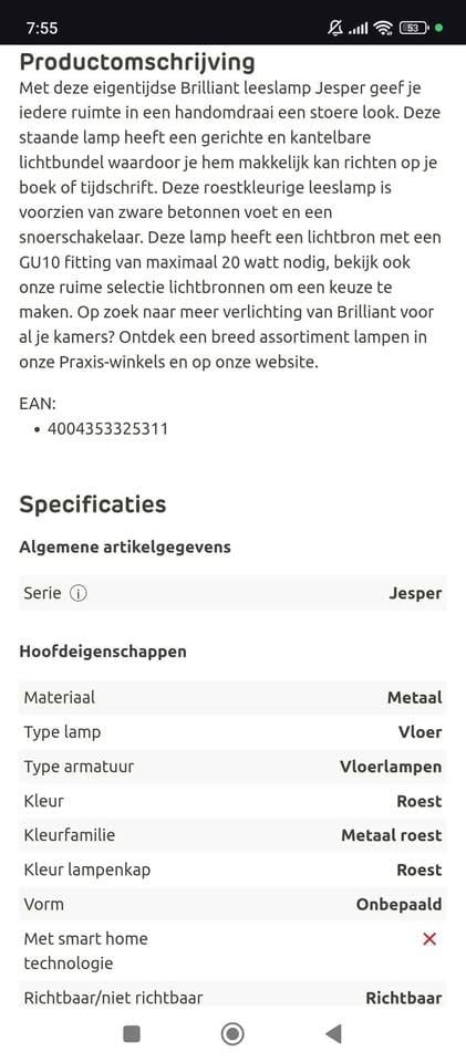 Leeslamp Jesper - roest kleur