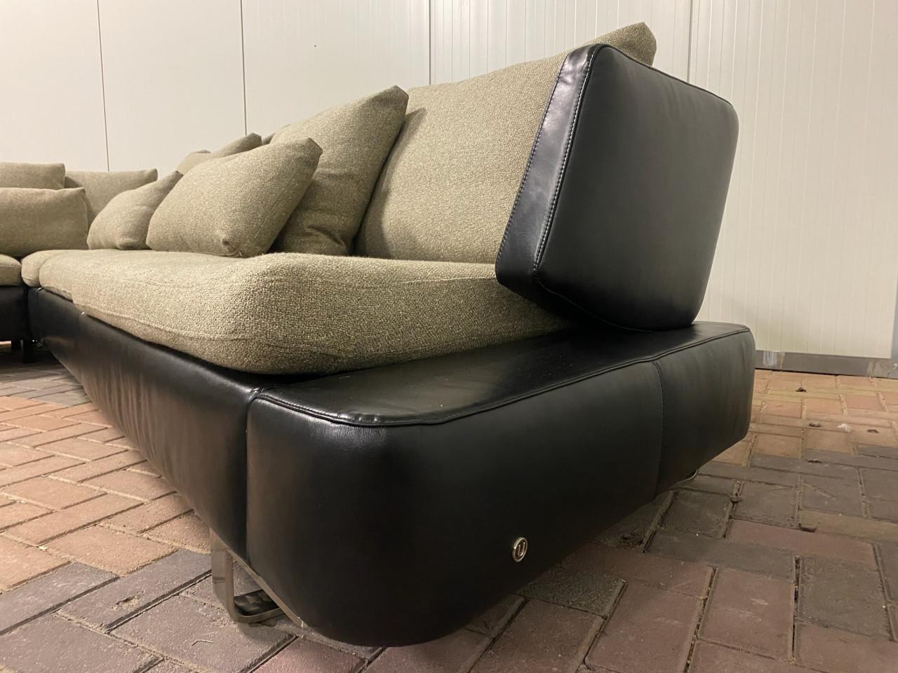 Natuzzi Opus modulaire leren hoekbank 305 cm met 10 kussens | Zwart | ZGAN