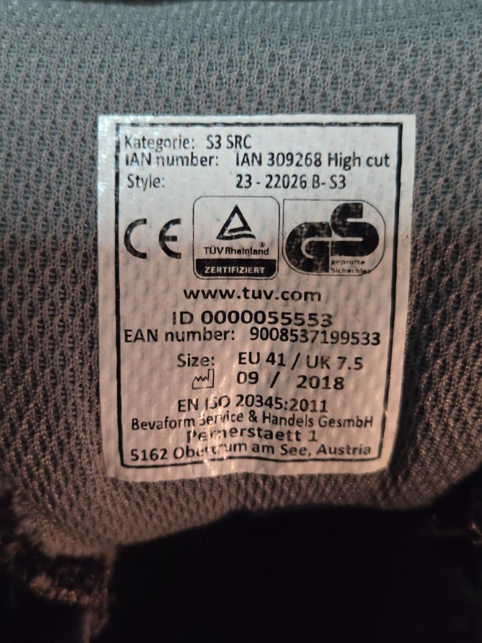 Zwarte Powerfix Profi veiligheidsschoenen, Maat 41/UK 7.5