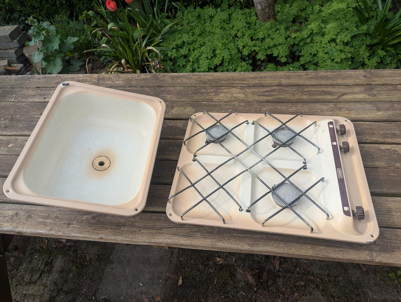 Cramer gaskookplaat en afwasbak voor camper/caravan (kookspoelcombinatie)