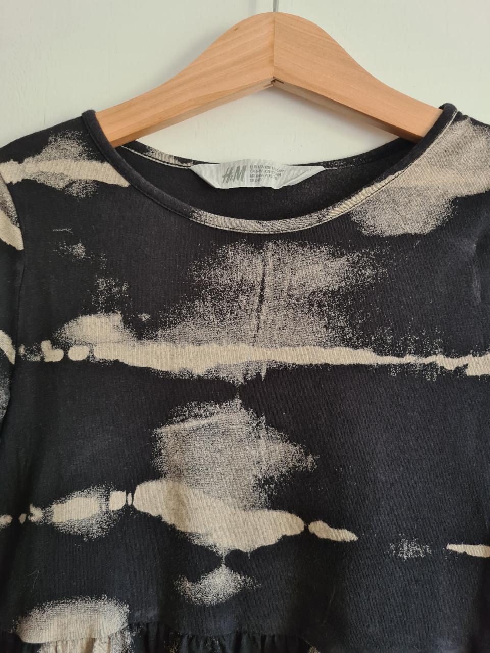 H&M zwart-beige Tie Dye jurk  Mt 122-128