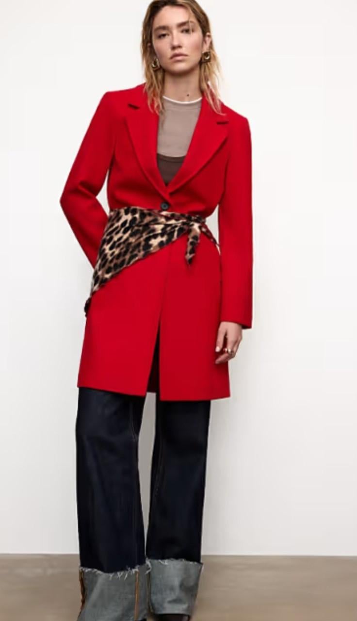 Rode lange blazer jas van Only Maat M