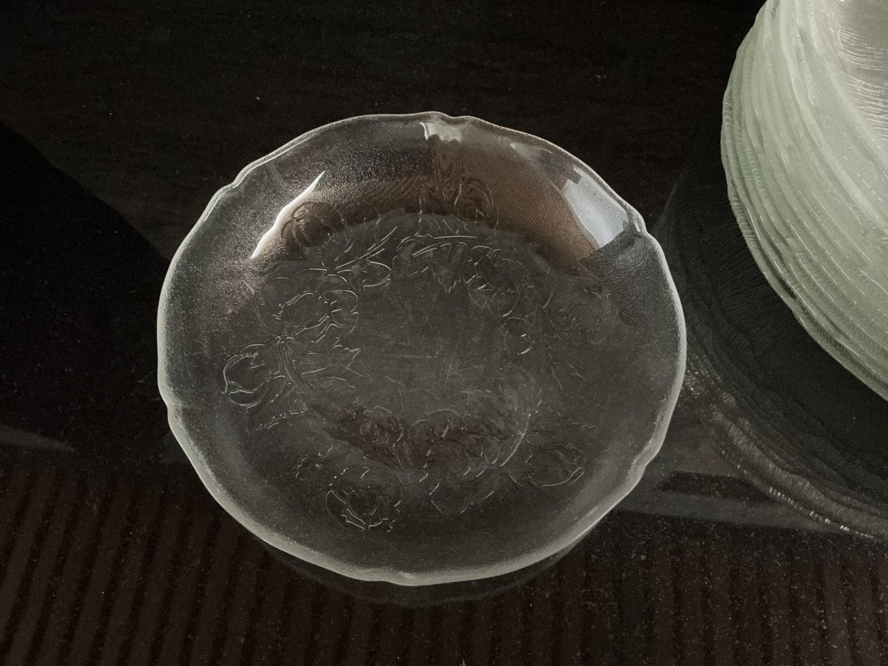 20 glazen borden. Vintage Arcoroc.Fleur.