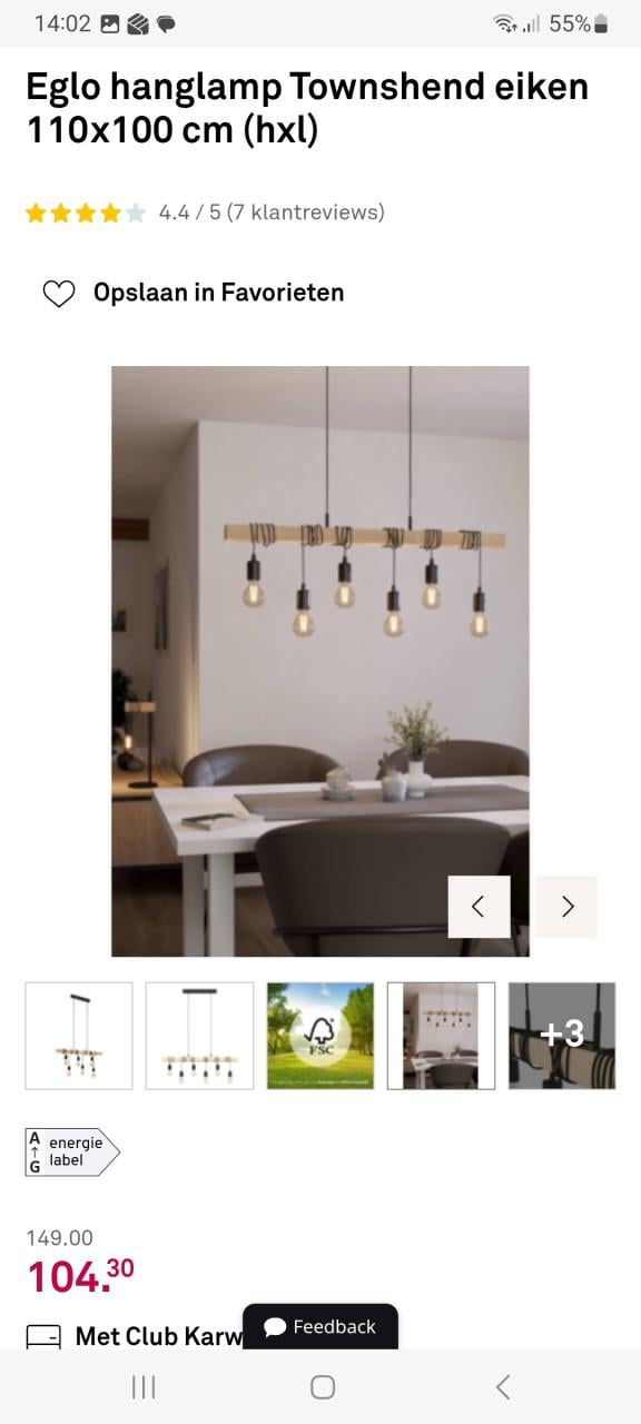 Hanglamp 6 lichtbronnen zonder lampen