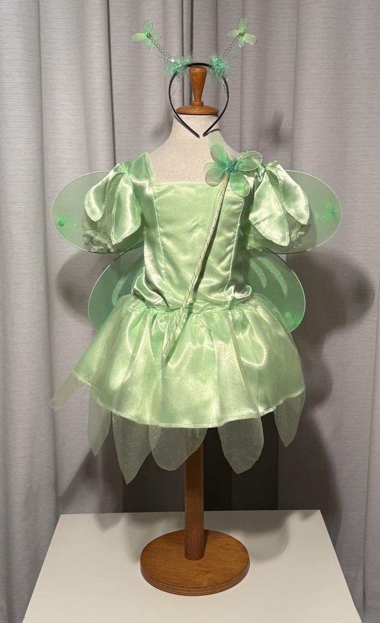 Nieuw 104-110-116 Tinkerbel Elfje Jurk Vleugels Staf Diadeem