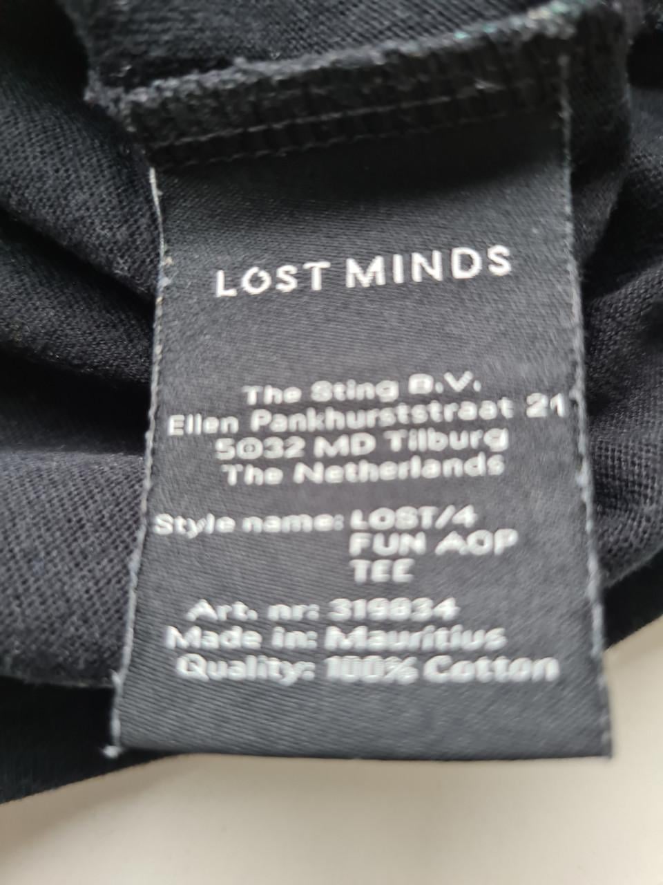 Lost Minds zwart, blauw print shirt  Maat XL