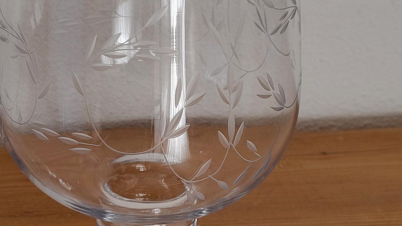 Windlicht / vaas glas gegraveerd, h 22,5 cm