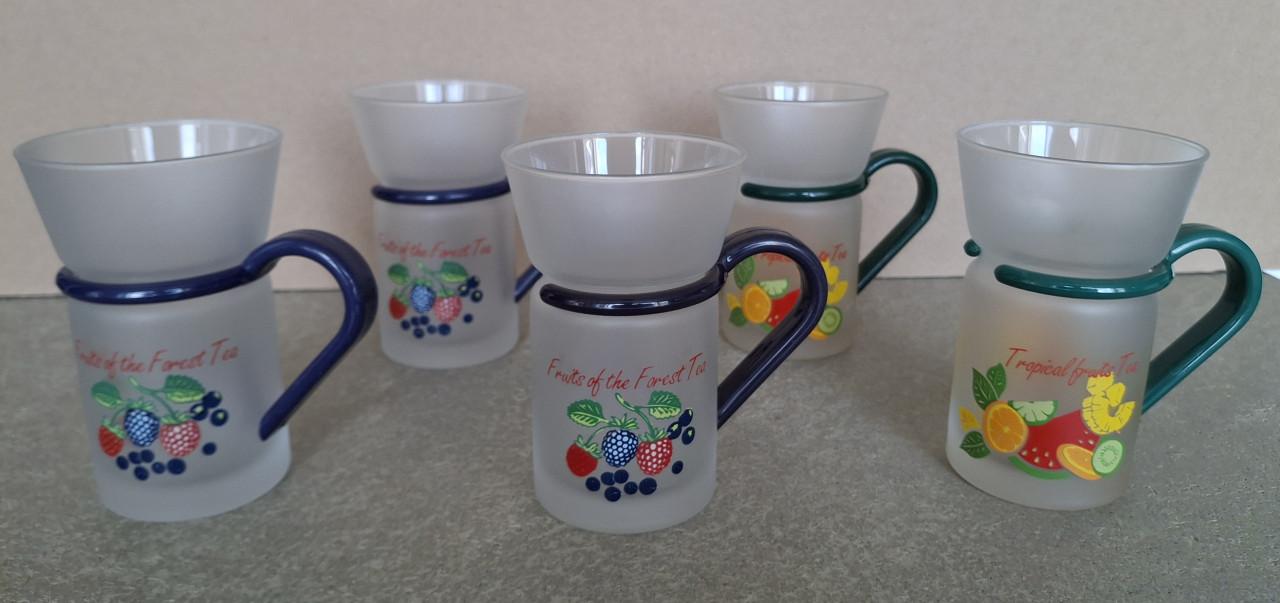 Vintage Theeglazen: Fruit, 5 stuks