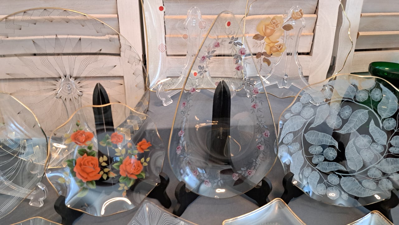 Vintage glazen cakeschalen