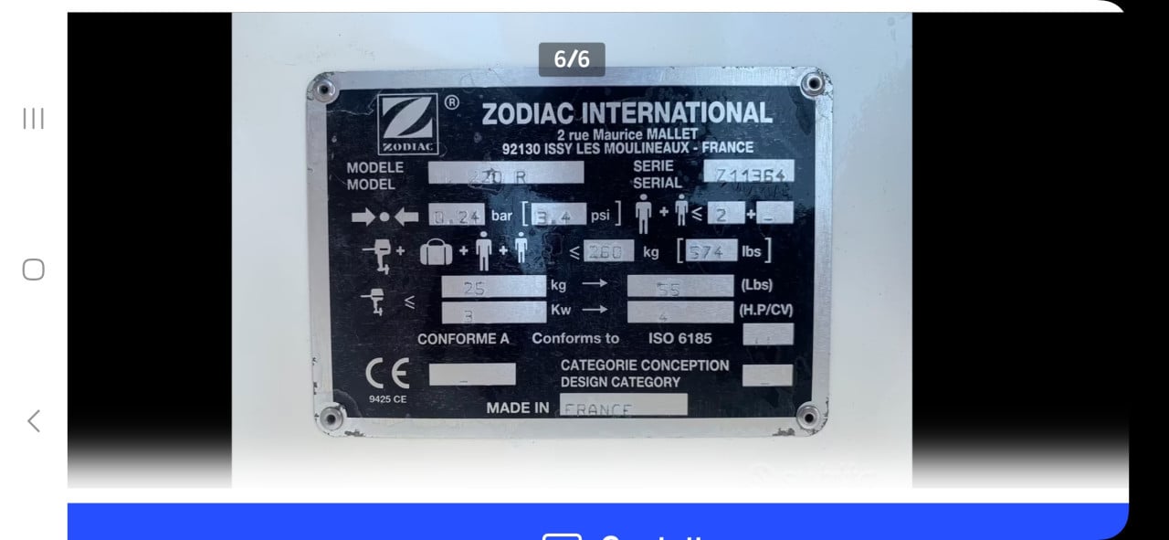 Zodiac met polyester bodem en 4pk motor