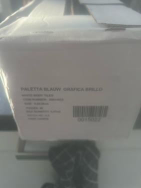 Pelleto blauw brillo tegels plus grijze vloertegels