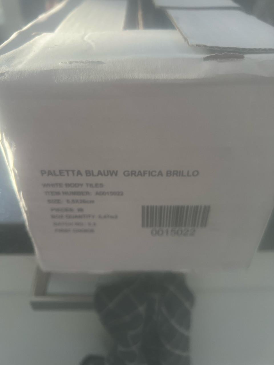 Pelleto blauw brillo tegels plus grijze vloertegels