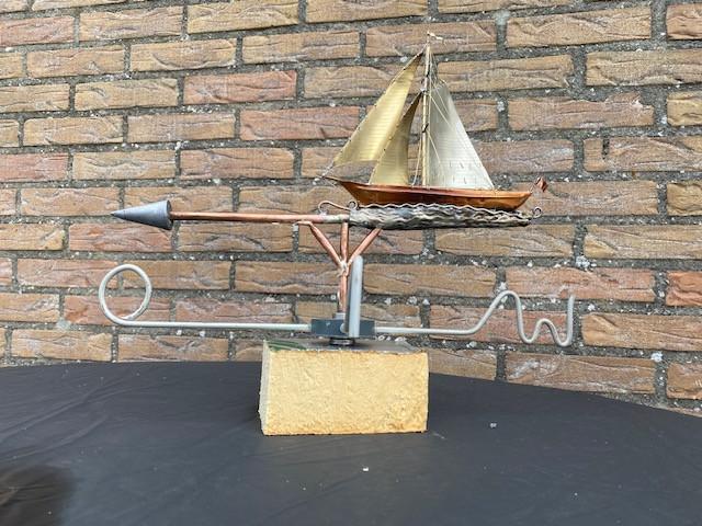 Prachtige Windwijzer model( zeilschip) in 3D handgemaakt in koper/messing