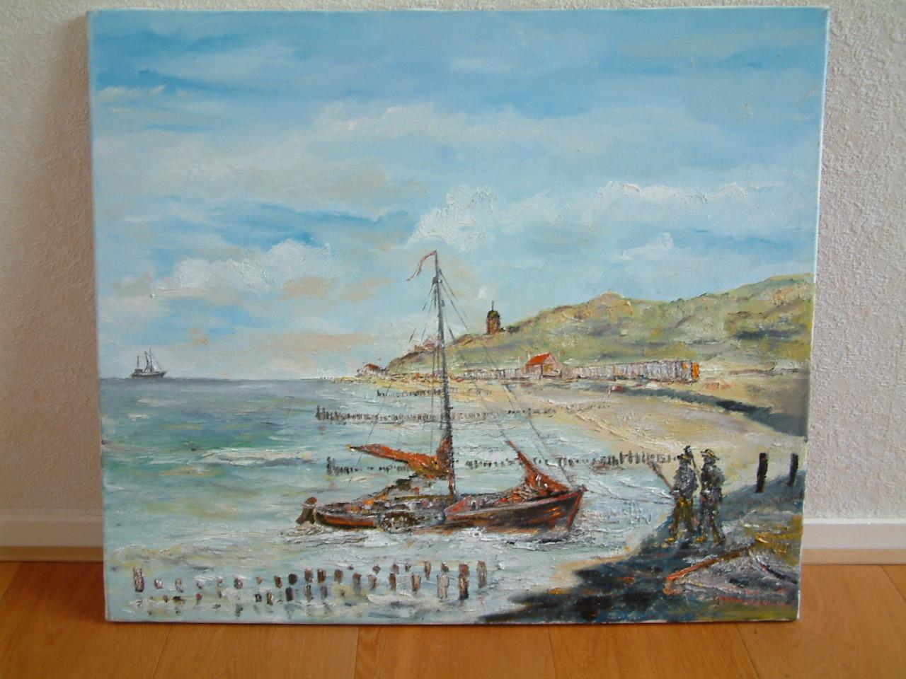 Strand  120 x 80 cm   zie schilderijen Jac Caljouw Arnemuiden