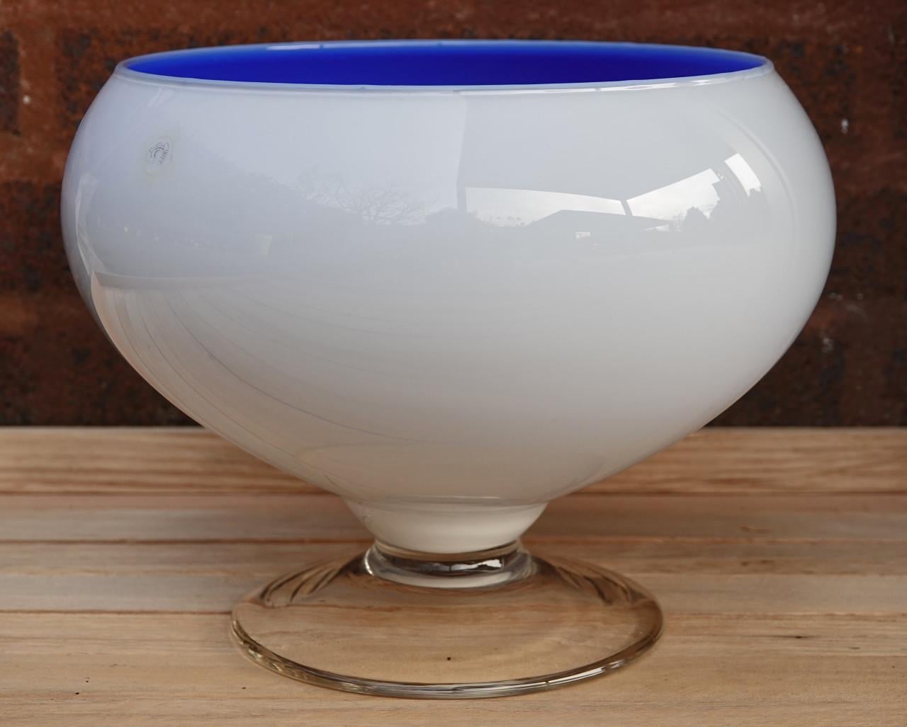 Grote Arti Cristal Vetro, (planten)pot op voet, lichtblauw