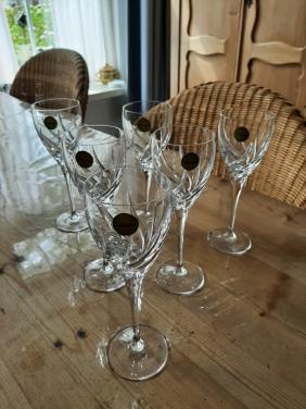 WEDGWOOD , TOSCANE - 6 KRISTALLEN PORT / SHERRY GLAZEN