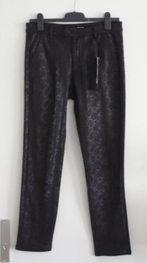 Nieuwe zwarte glanzende slangeprint broek maat 38