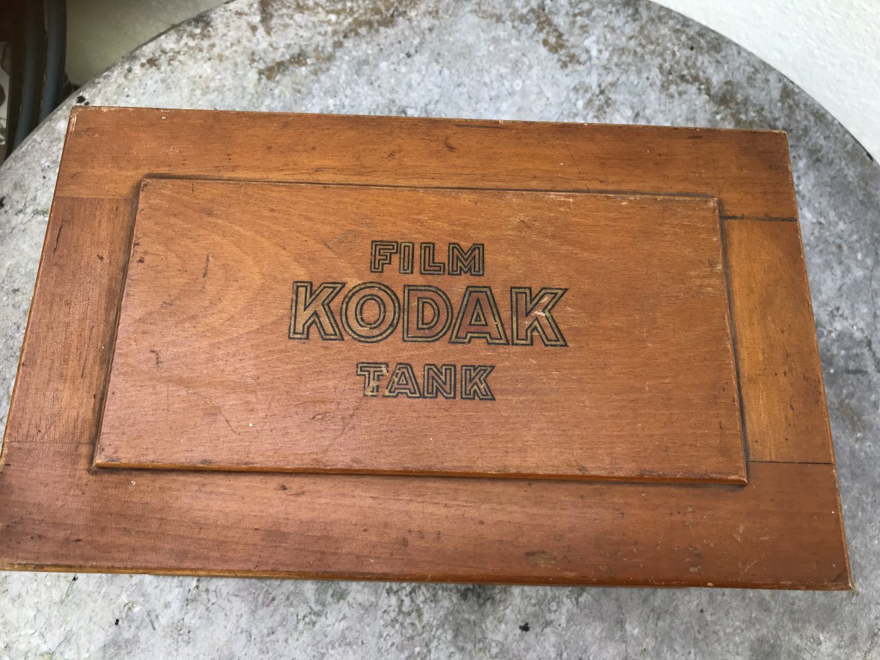 Antieke houten kodak doos
