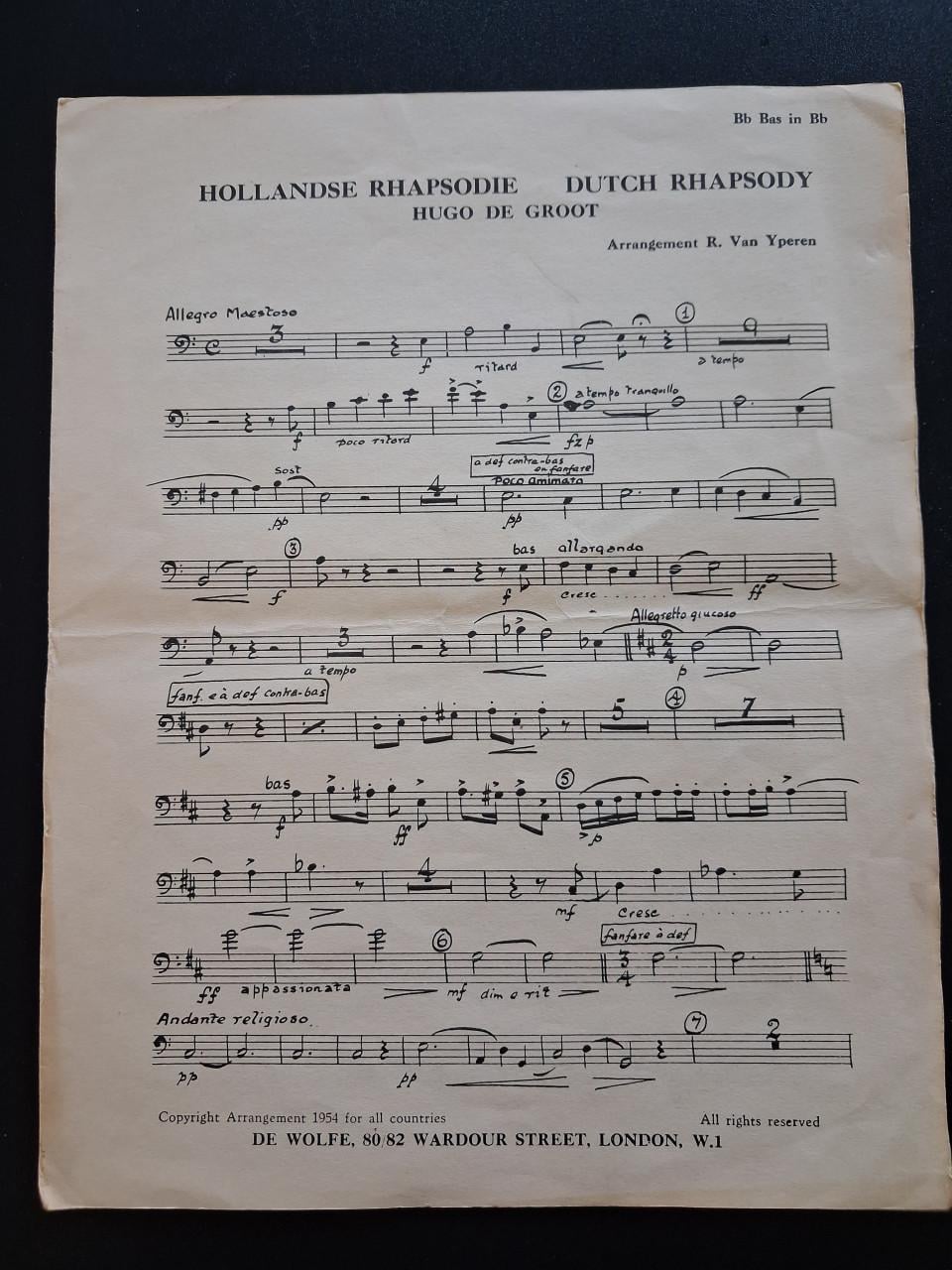 Bladmuziek Hollandse Rhapsodie 1954