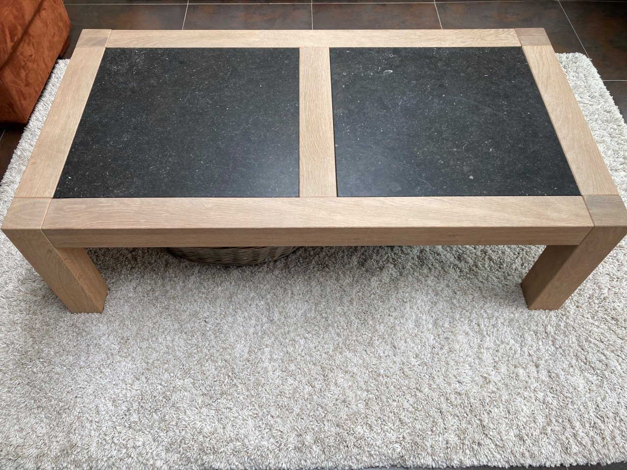 Massief eiken salontafel whitewash