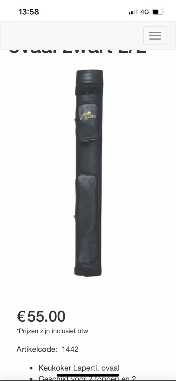 Biljartkeu Homas met Laperti koker