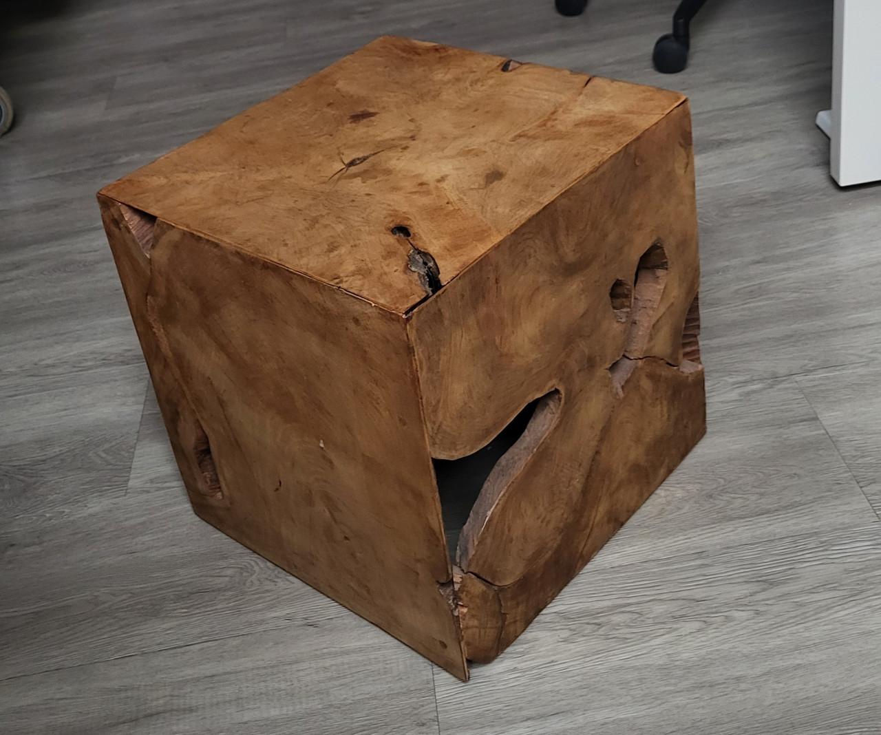 Houten blok sokkel bijzettafel tafel 40x40x40 cm