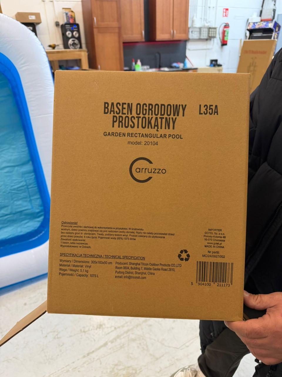 Carruzzo L35A rechthoekig opblaasbaar zwembad.