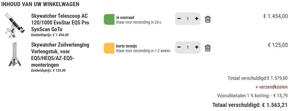 Skywatcher 1000mm telescoop met EQ-5 en GOTO